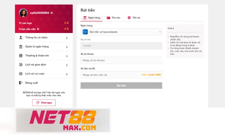Lỗi rút tiền Net88: 4 nguyên nhân cần biết rõ