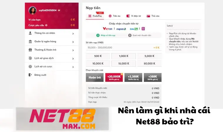 Nên làm gì khi nhà cái Net88 bảo trì?